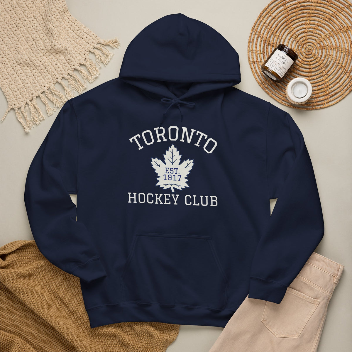 "Toronto EST 1917" Navy Blue Hockey Hoodie