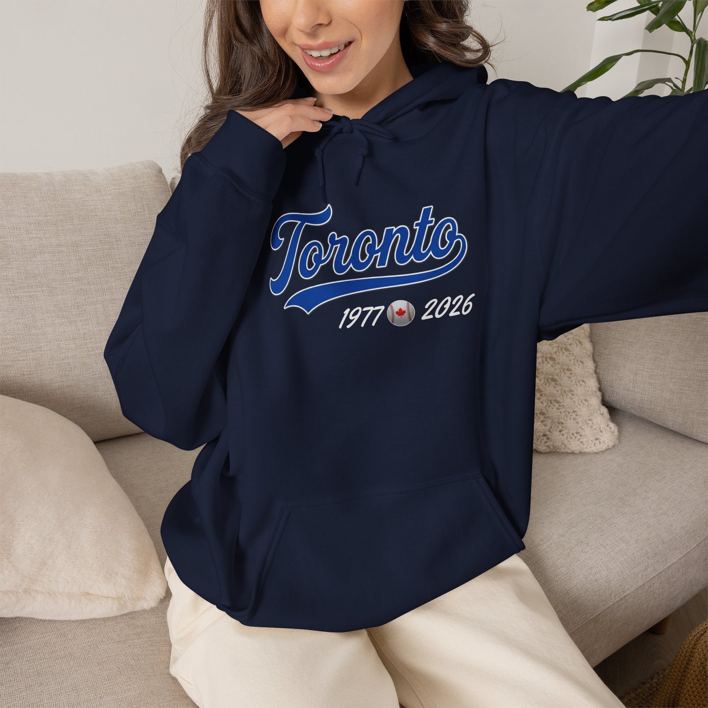 "Classic Toronto Baseball"  Navy Blue Hoodie